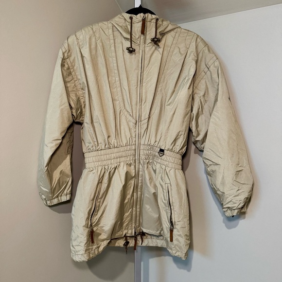 Vintage Obermeyer Fanciful women’s ski jacket beige size 6 full zip hood pockets - Picture 1 of 8